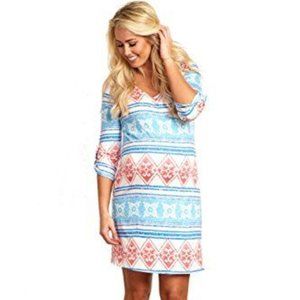PinkBlush Blue Diamond 3/4 Sleeve T-Shirt Dress